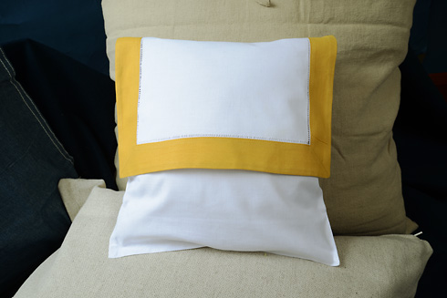 Hemstitch Baby Envelope Pillows. 12"x12". Honey Gold color